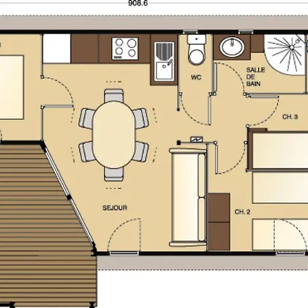 אתר קמפינג 4 Pieces Avec Terrasse, Jusqu'a 7 Personnes - Api-1-52-1424 *