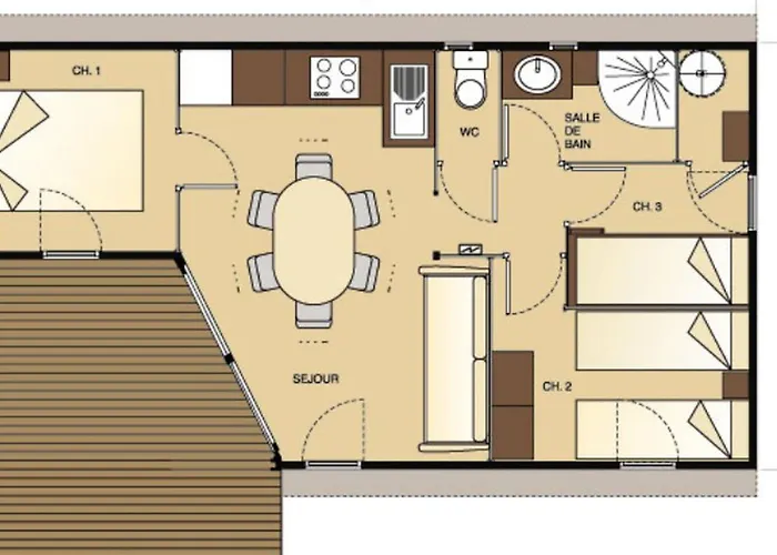 אתר קמפינג 4 Pieces Avec Terrasse, Jusqu'a 7 Personnes - Api-1-52-1424 *